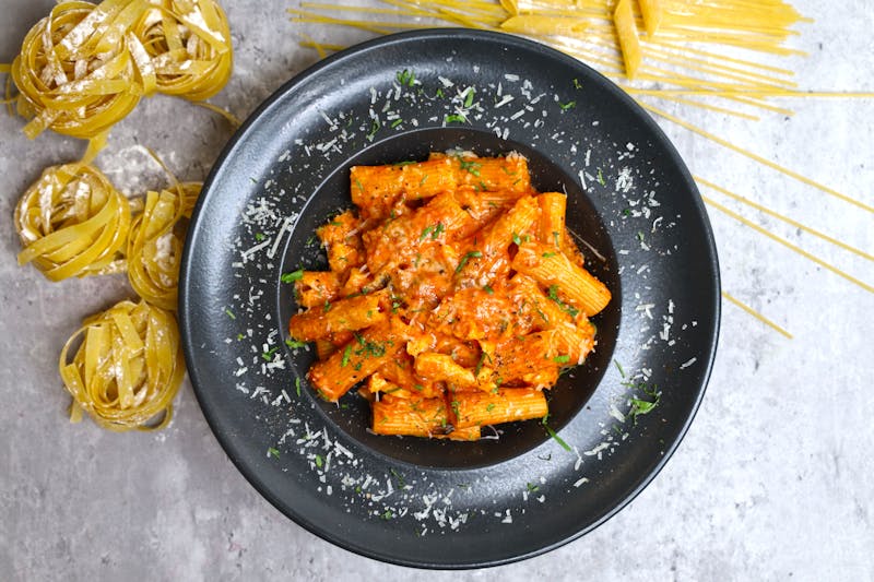 Rigatoni Bolognese with slow cooked meat sauce